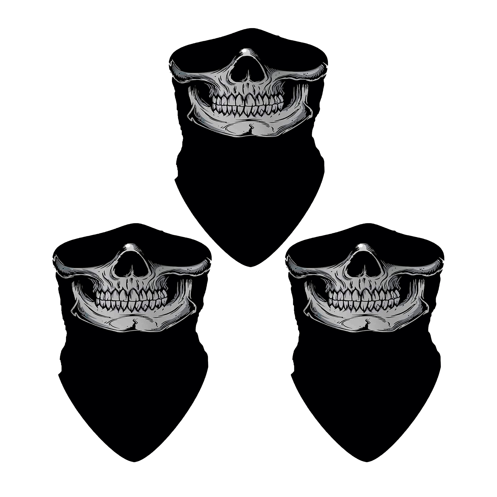 Bandana Tubular Multifuncional Diseño de Boca Craneo Buff Deportiva para Cabeza y Cuello Kit de 3 Piezas  Unisex Outdoor