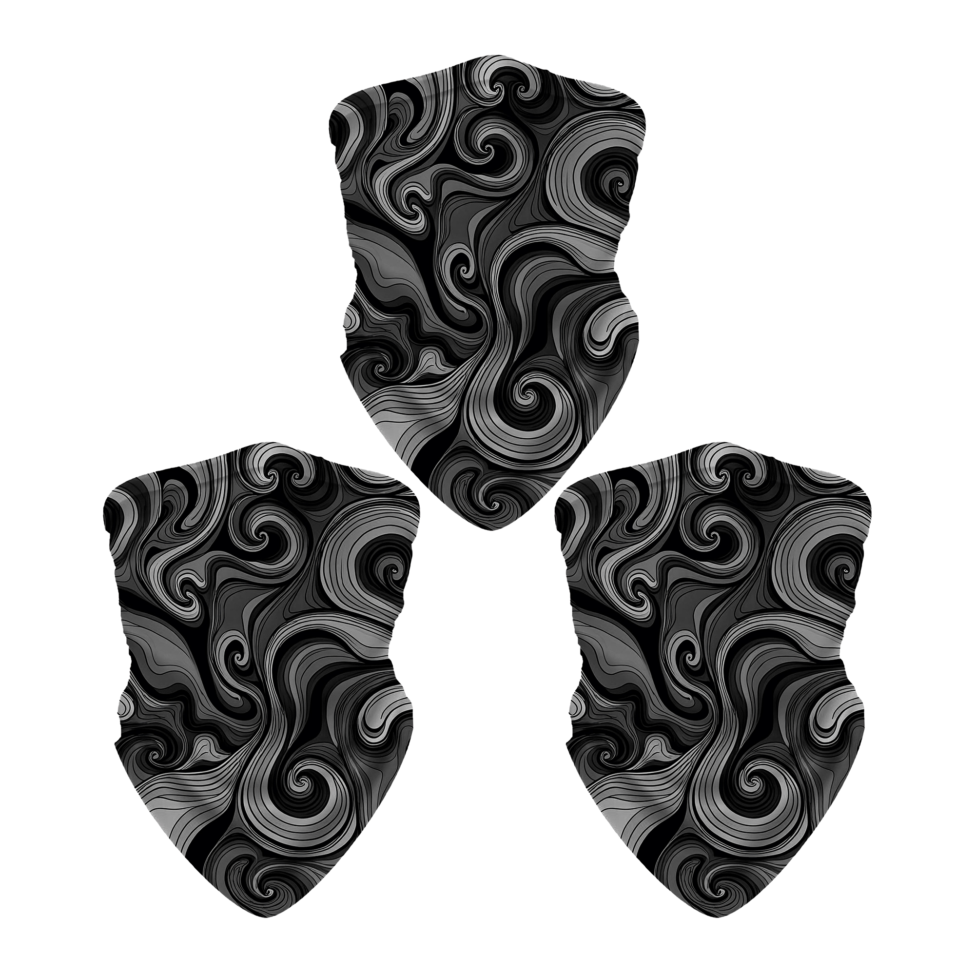 Bandana Tubular Multifuncional de Abstracto Gris Buff Deportiva para Cabeza y Cuello Kit de 3 Piezas Unisex 45x60 cm