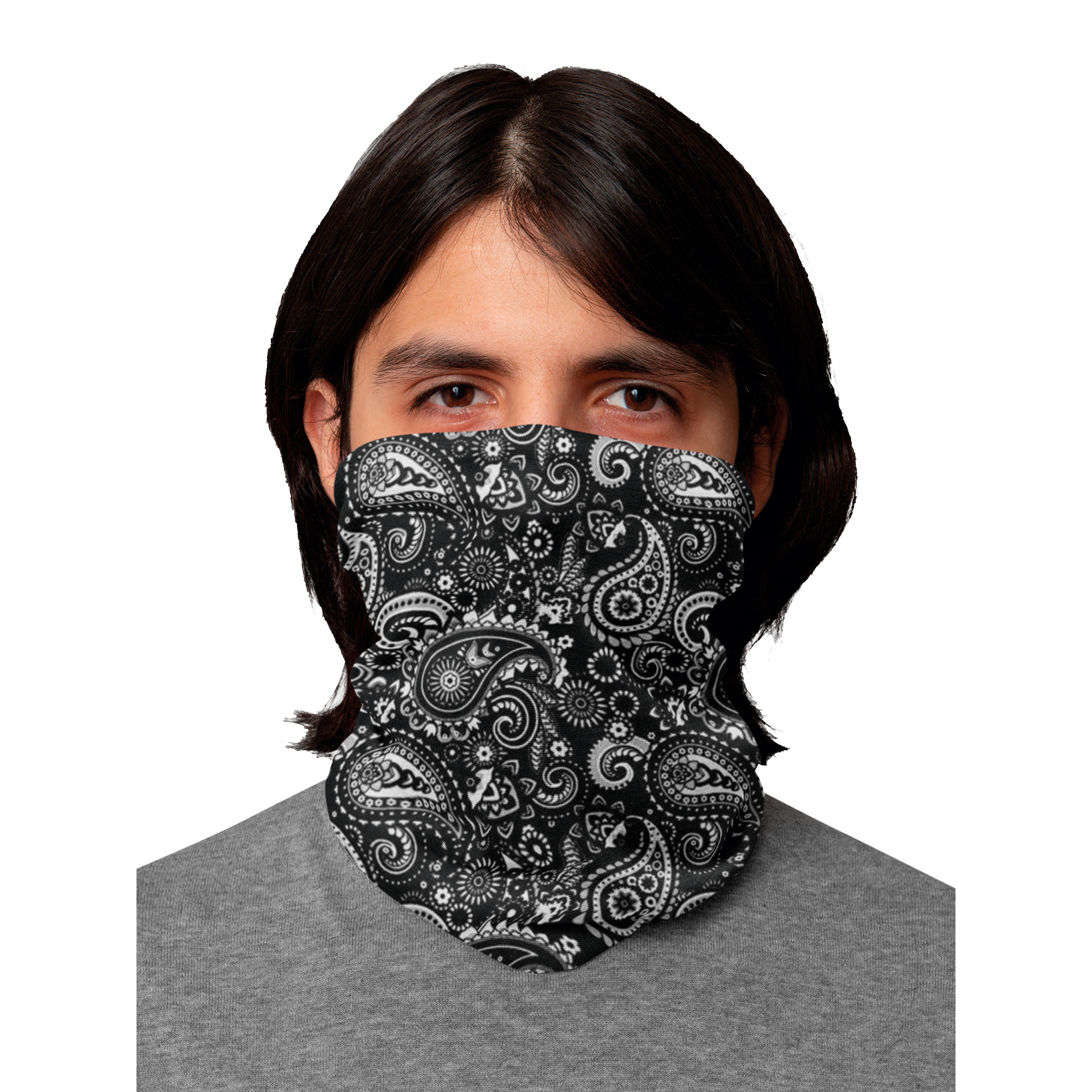 Bandana Tubular Multifuncional de Abstracto Gris Buff Deportiva para Cabeza y Cuello Kit de 3 Piezas Unisex 45x60 cm