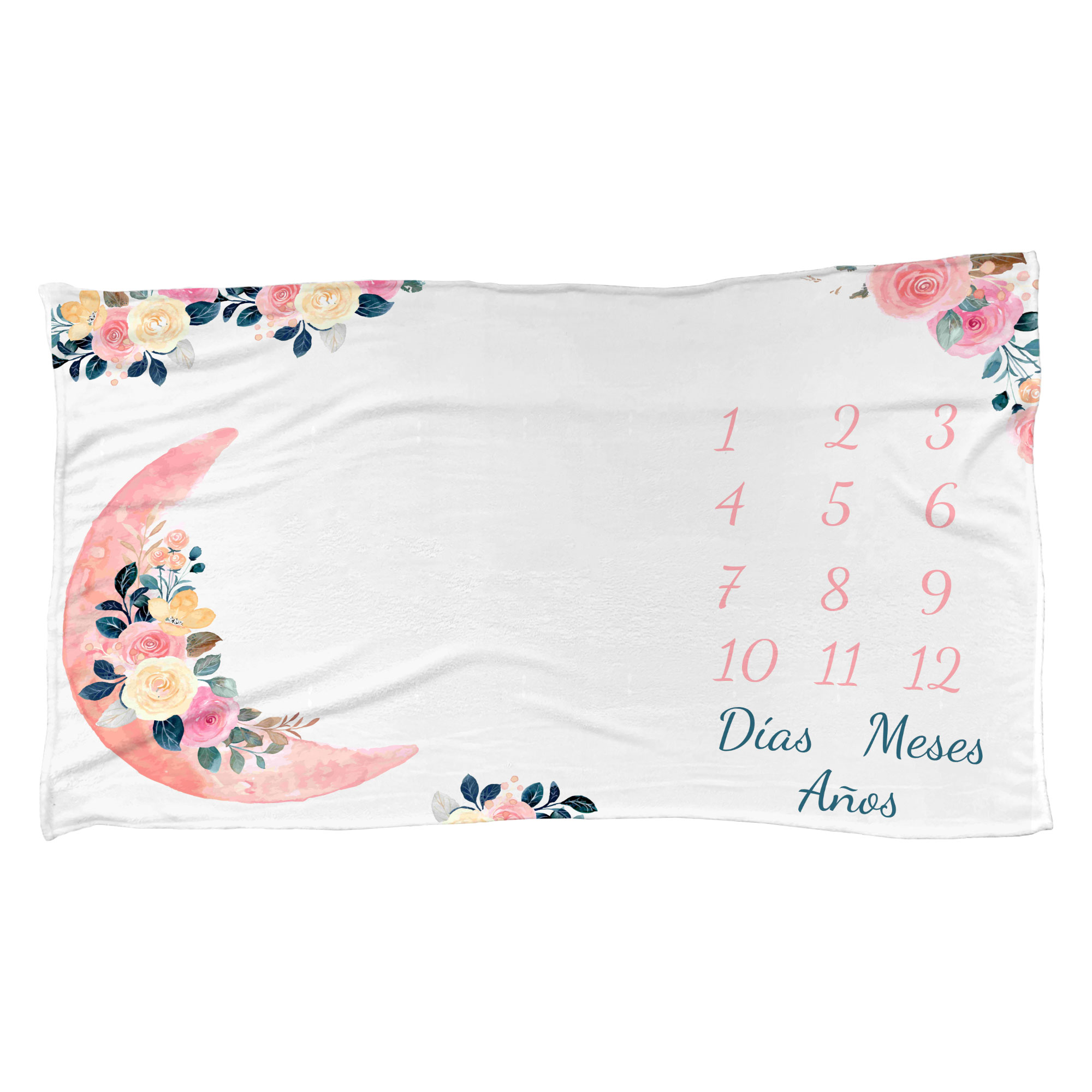  Cobija de Bebé Cumple Mes con Diseño De Luna  Rosa con Hitos Mensuales  Ideal para Fotos y Regalos de Baby Shower