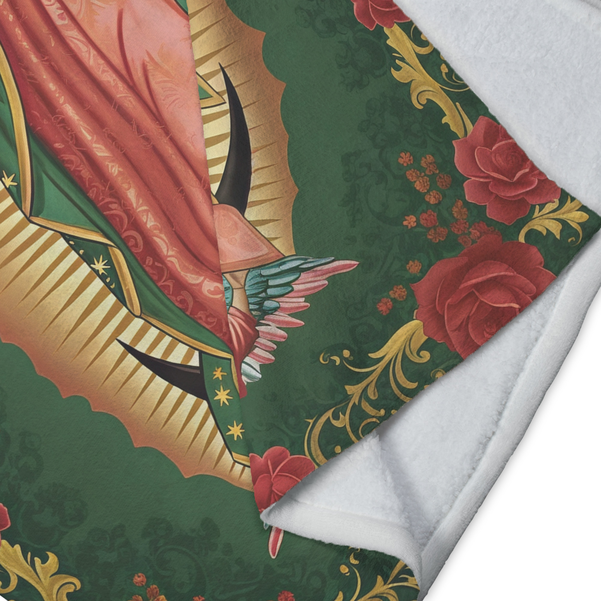 Cobija Manta Frazada  Diseño de La Virgen Rosas Ultra Suave y Ligera de Alta Calidad