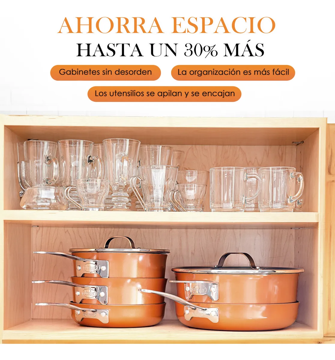 Bateria Cocina Gotham Steel 10 Pz Ultra Antiadherente Copper