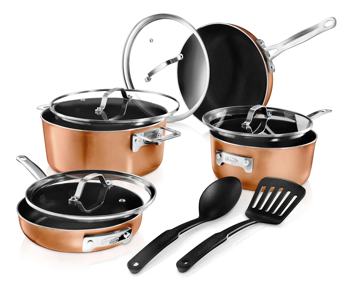 Bateria Cocina Gotham Steel 10 Pz Ultra Antiadherente Copper