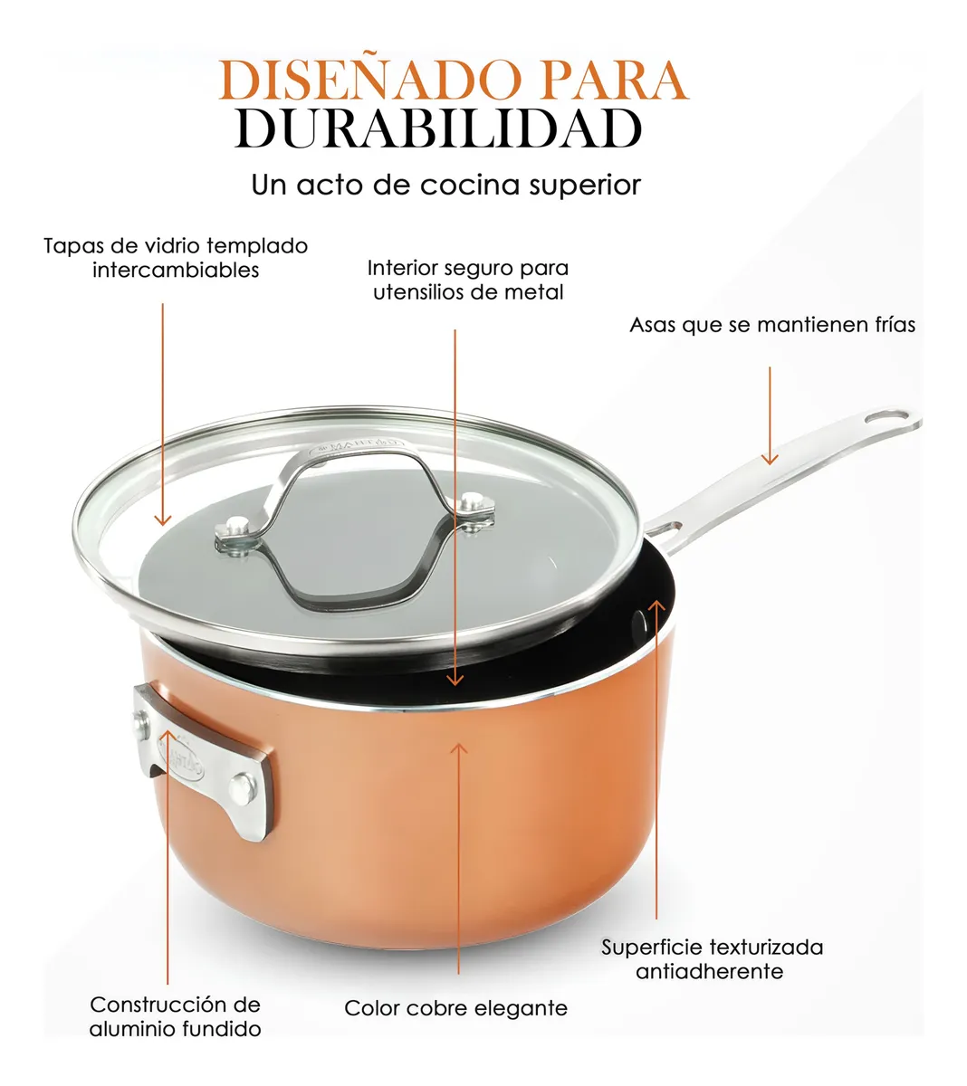 Bateria Cocina Gotham Steel 10 Pz Ultra Antiadherente Copper