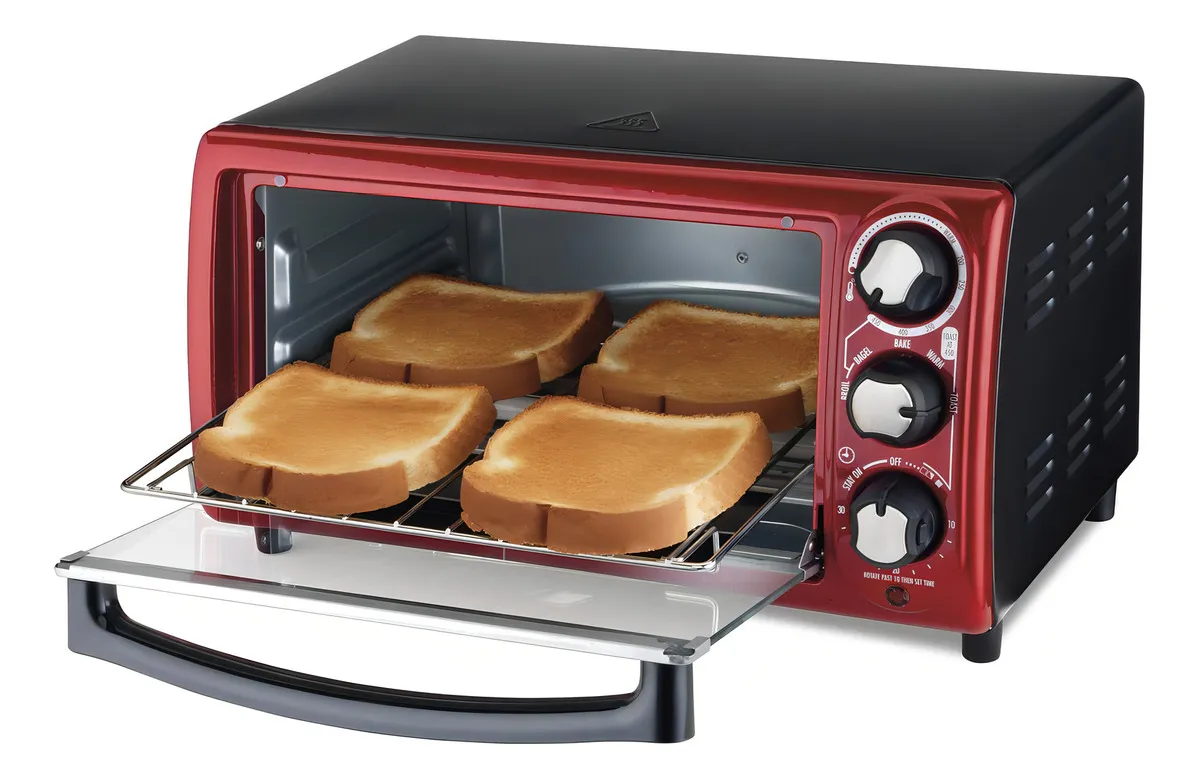 Horno Tostador Hamilton Beach 31146 4 Rebanadas Color Rojo