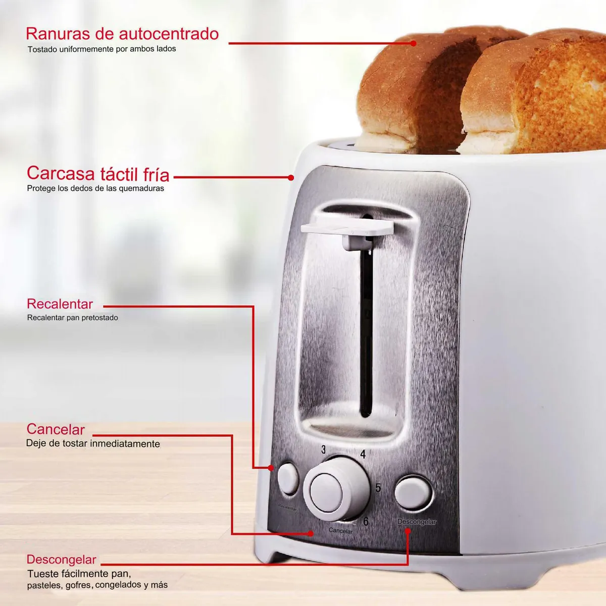 Tostador 2 Rebanadas Extra Ancha Brentwood Ts292 6 Config