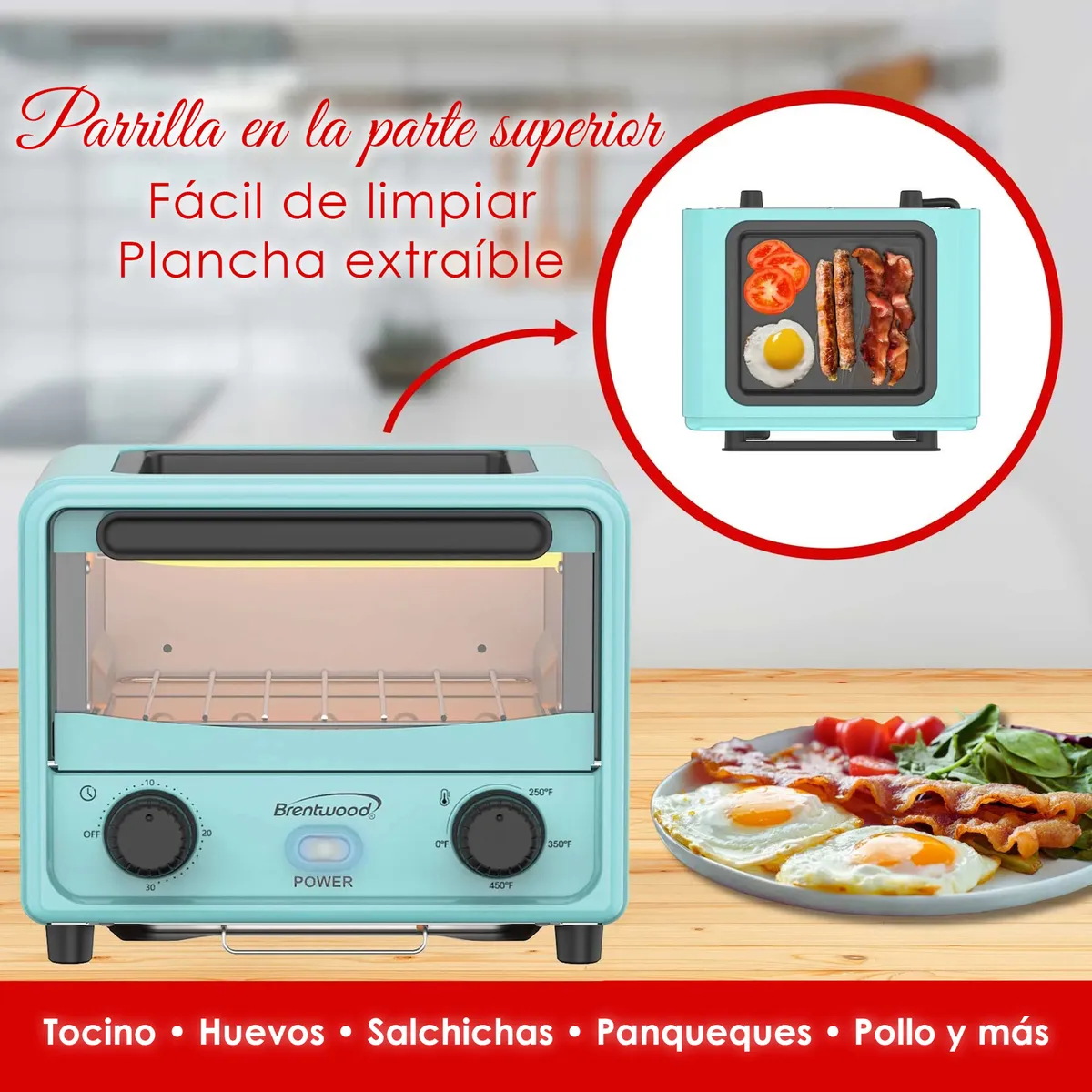 Grill Horno Tostador Mini De 3 Litros Brentwood Con Temporiz