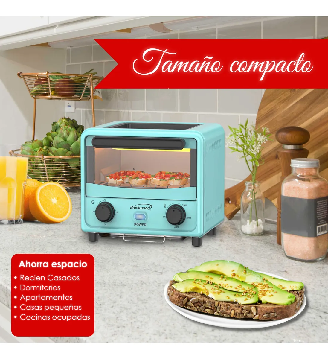 Grill Horno Tostador Mini De 3 Litros Brentwood Con Temporiz