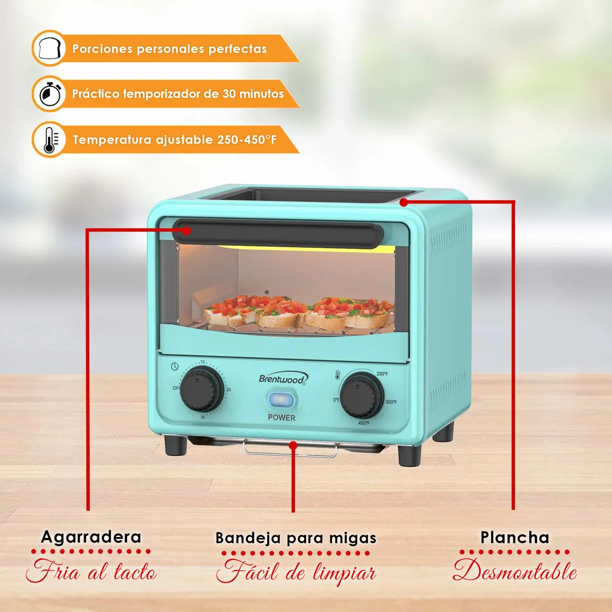 Grill Horno Tostador Mini De 3 Litros Brentwood Con Temporiz