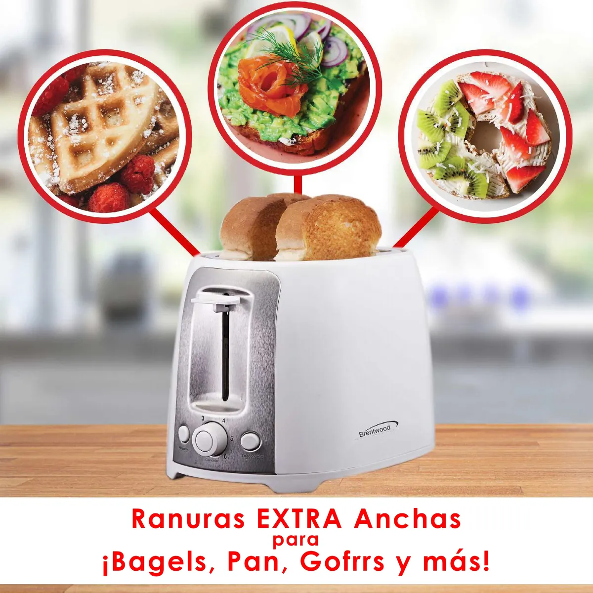 Tostador 2 Rebanadas Extra Ancha Brentwood Ts292 6 Config