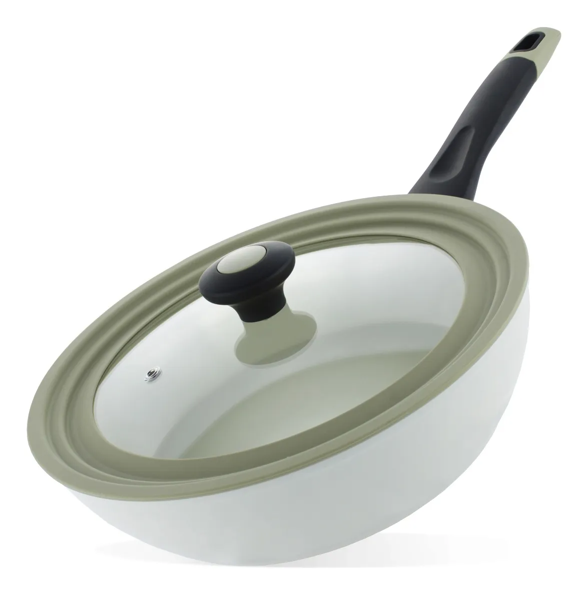Juego De Sartenes Wok Ceramic Antiadherente + Tapa Universal