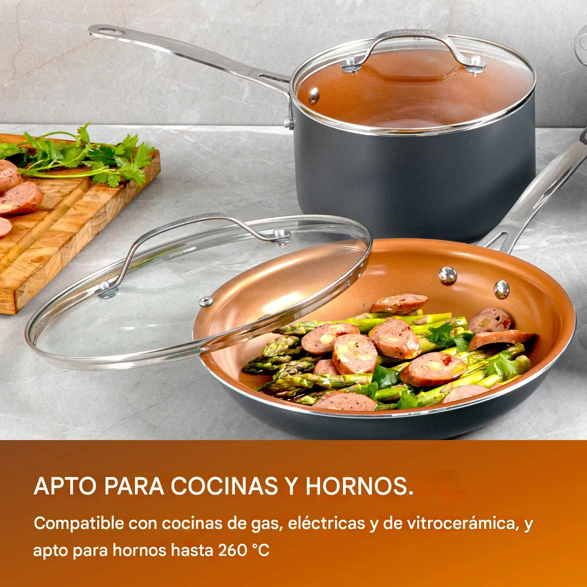 Batería De Cocina Gotham Steel Cerámica Antiadherente 12 Pz Gris