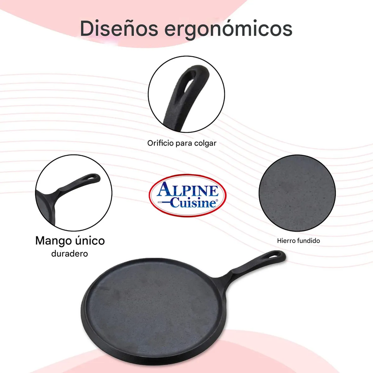 Comal De Hierro Fundido Alpine Cuisine 25 Cm Negro