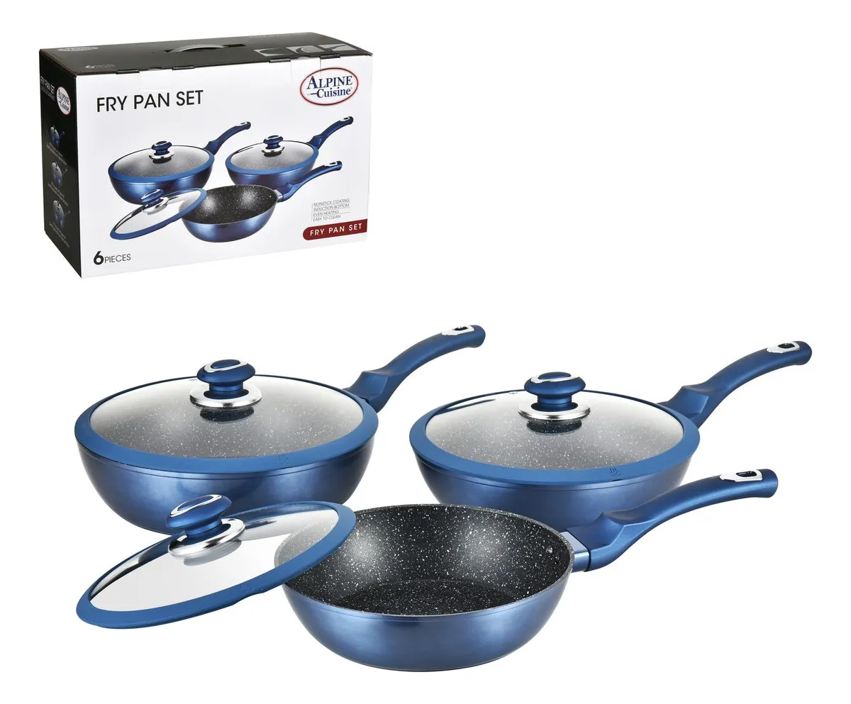 Juego De Sartenes Antiadherente Alpine Blue Lux 6 Piezas