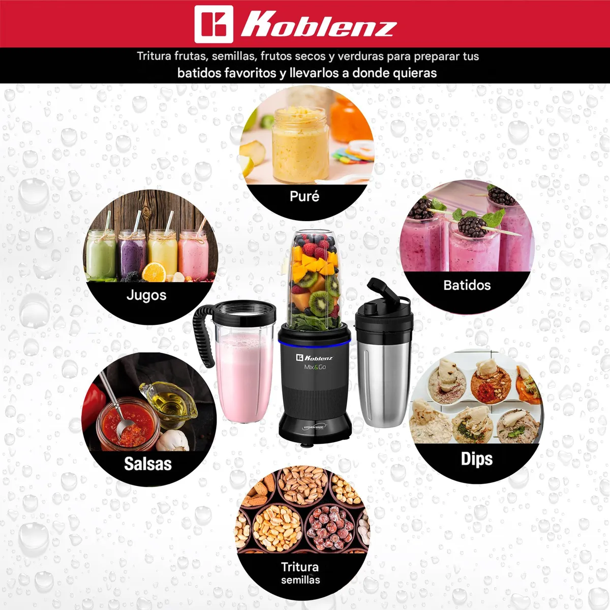 Procesador Licuadora Personal Koblenz Mix&go Bkm-1000 Negro