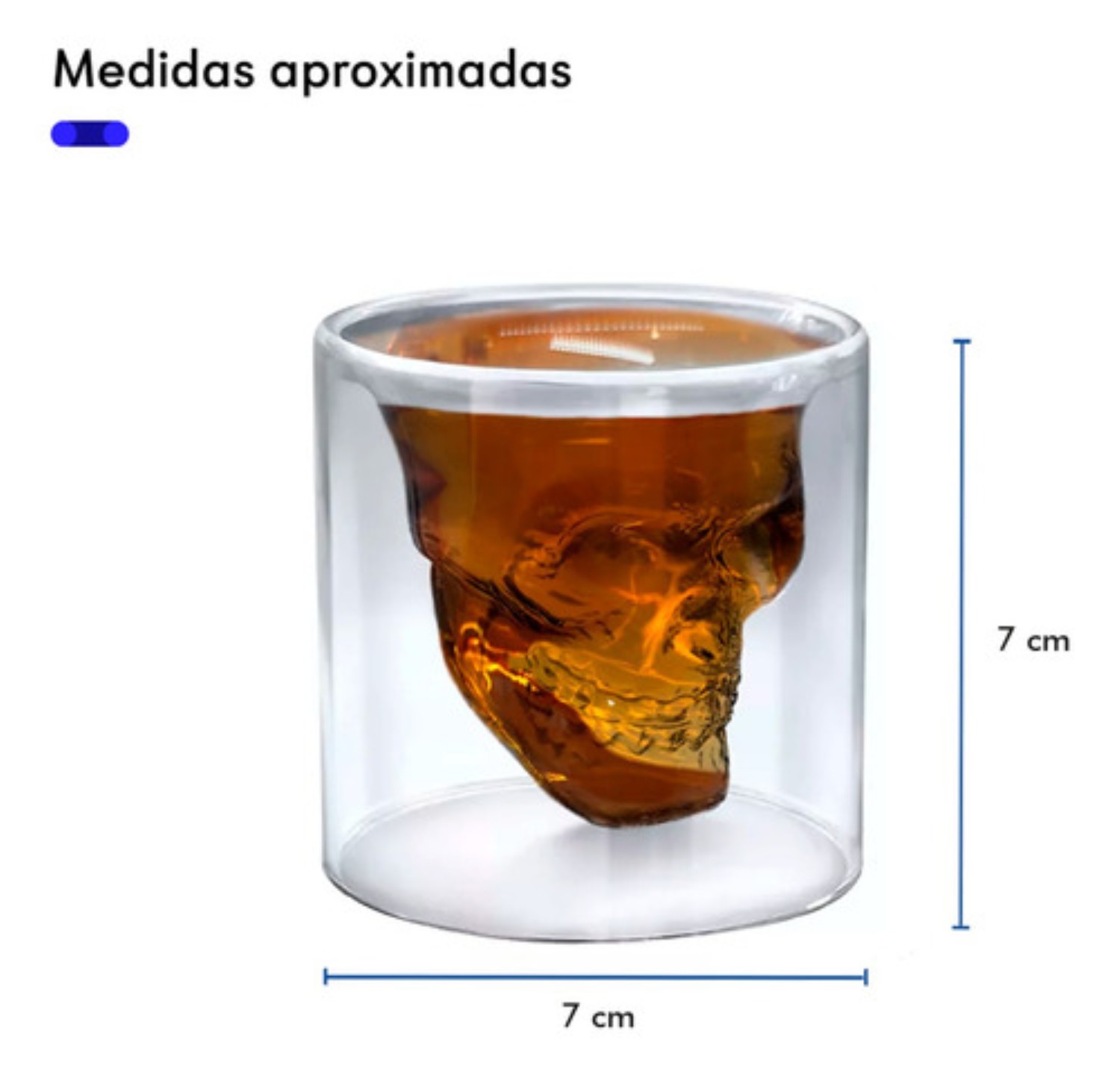 Pack 6 Vasos Calaca Shot Tequilero Vaso Vidrio Calavera 75ml Transparente