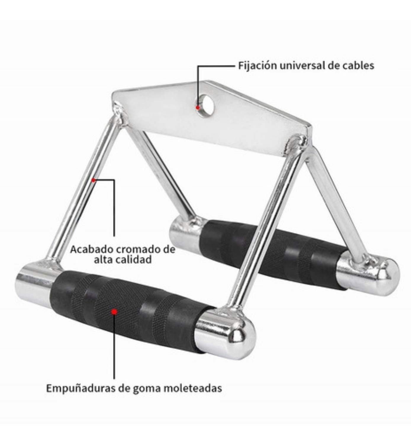 Agarre Triangular Para Remo Gym Tipo Doble D Recubierto Plata Negro 