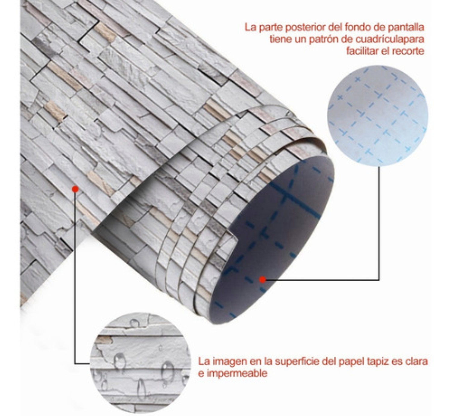 Papel Tapiz Autoadhesivo Para Paredes De Piedra 3d 45cm*10m  Ladrillo Gris