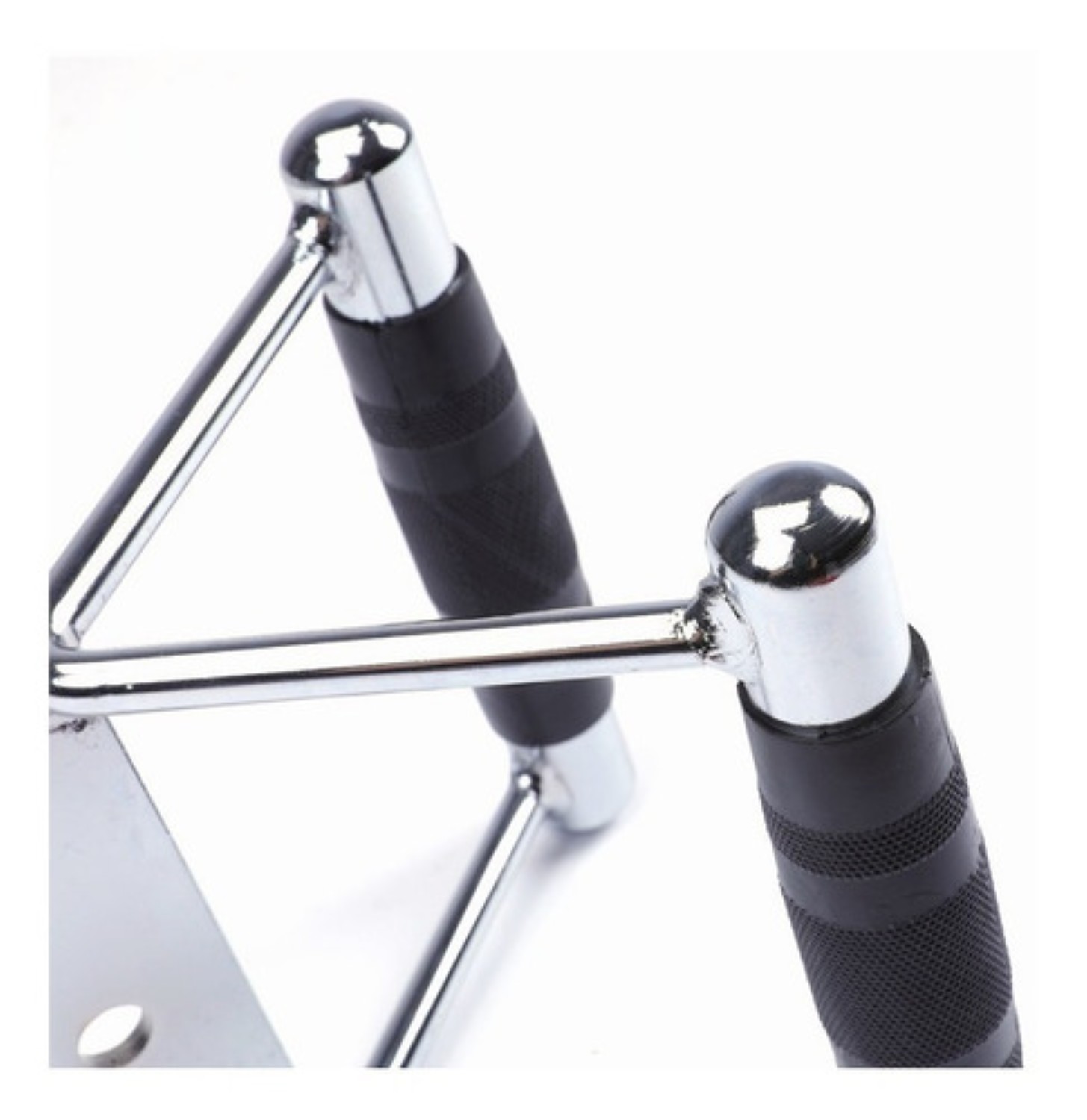 Agarre Triangular Para Remo Gym Tipo Doble D Recubierto Plata Negro 