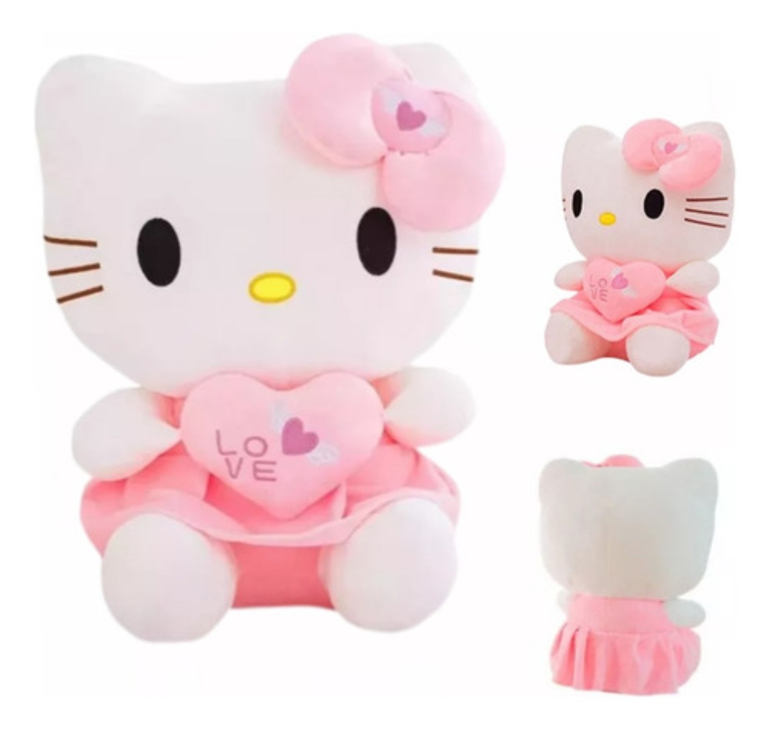 Peluche Hello Kitty Con Corazón Para Regalo 25cm Rosa Love