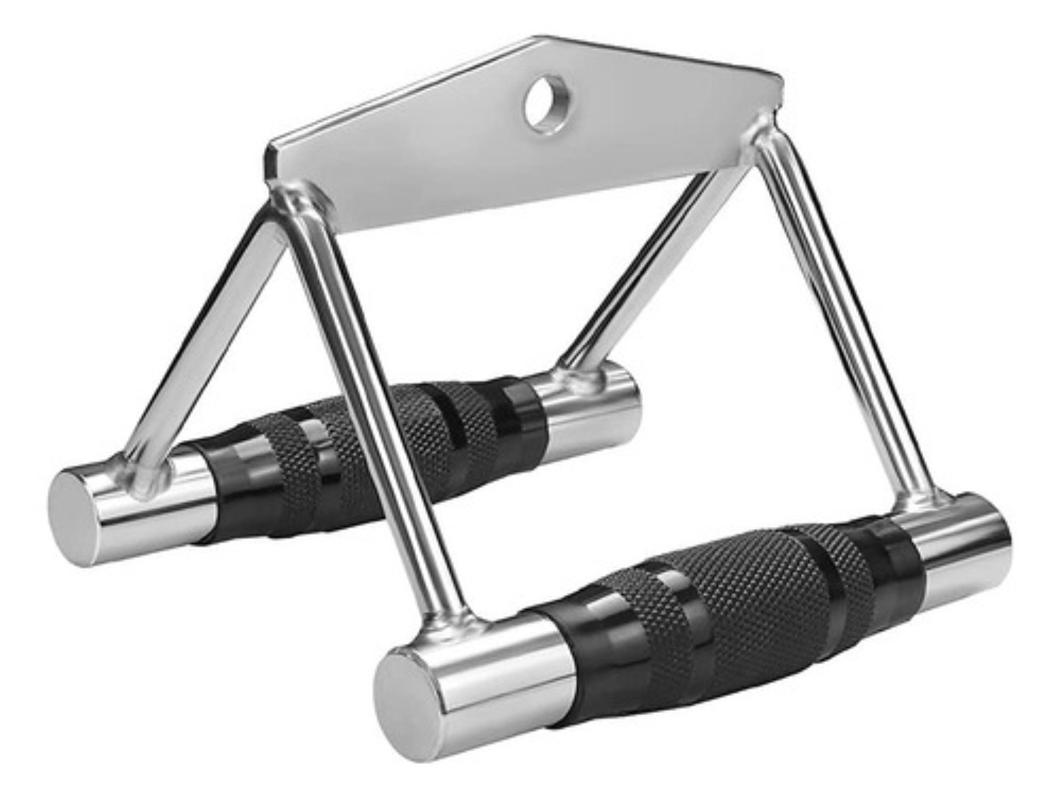 Agarre Triangular Para Remo Gym Tipo Doble D Recubierto Plata Negro 