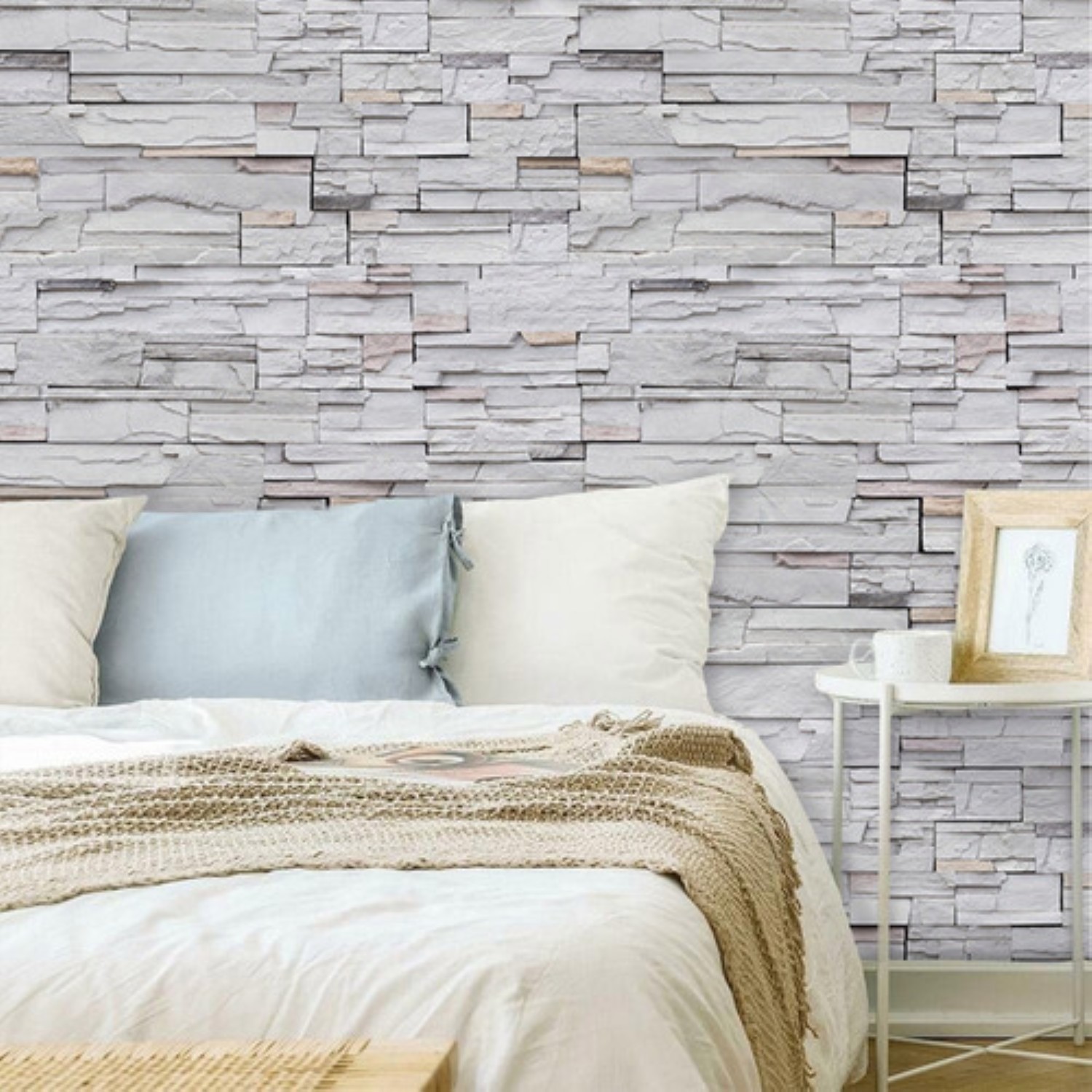 Papel Tapiz Autoadhesivo Para Paredes De Piedra 3d 45cm*10m  Ladrillo Gris