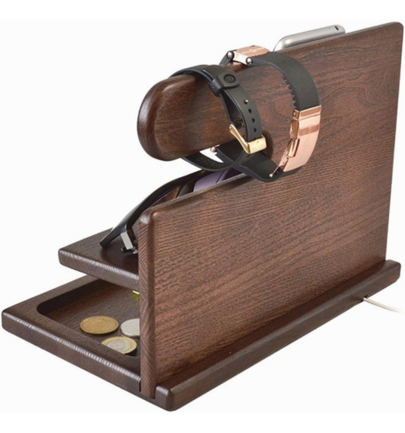 Organizador Buro Hombre Cartera Celular Reloj Llaves Marron
