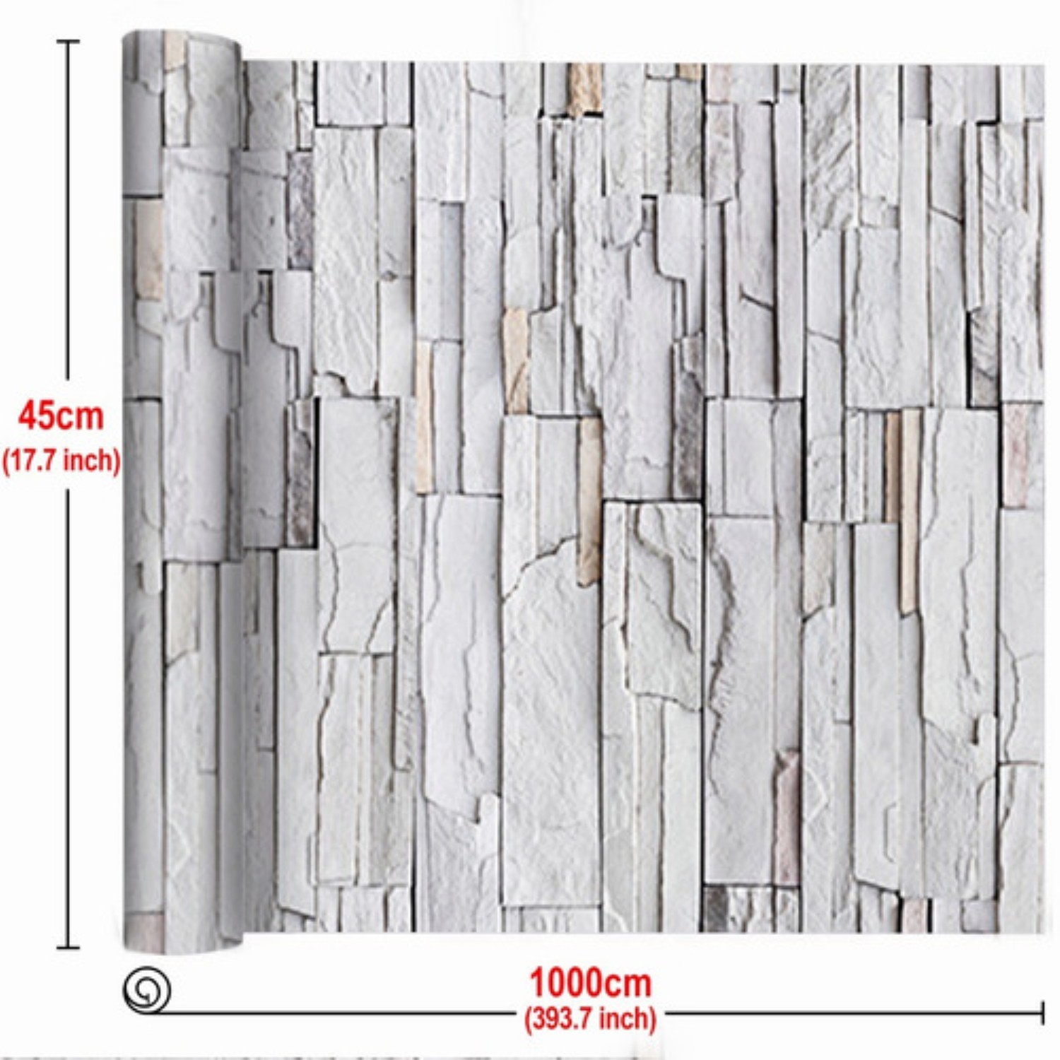 Papel Tapiz Autoadhesivo Para Paredes De Piedra 3d 45cm*10m  Ladrillo Gris
