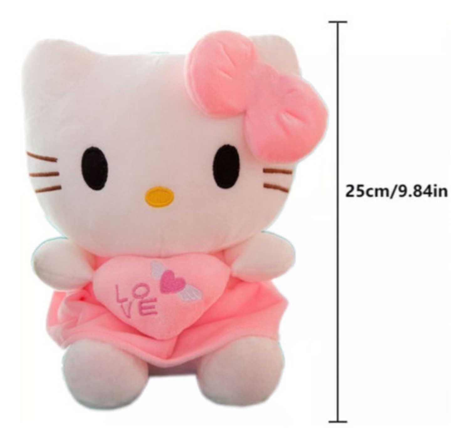 Peluche Hello Kitty Con Corazón Para Regalo 25cm Rosa Love