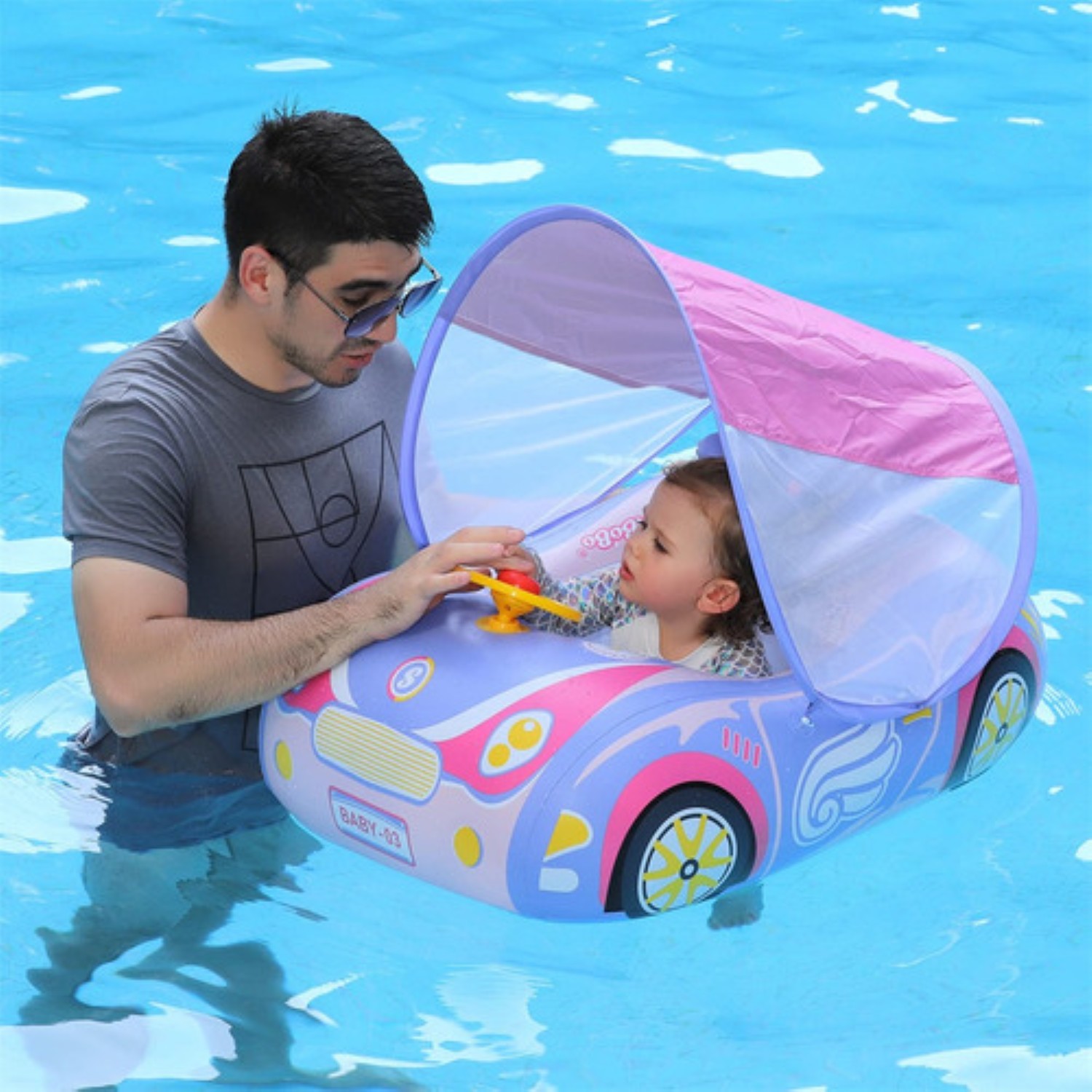 Salvavidas Inflables Alberca Adecuado Para Bebés De 1-4 Años Azul Carro
