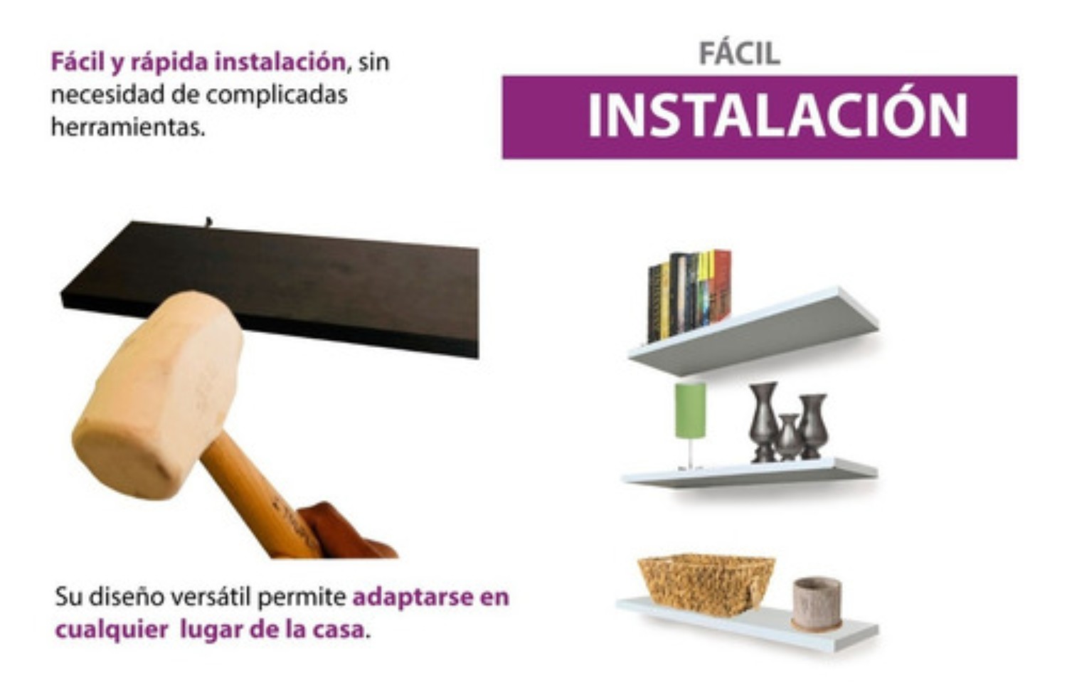 Set 3 Repisas Flotantes Minimalistas Madera Melamina 50x15cm Blanco