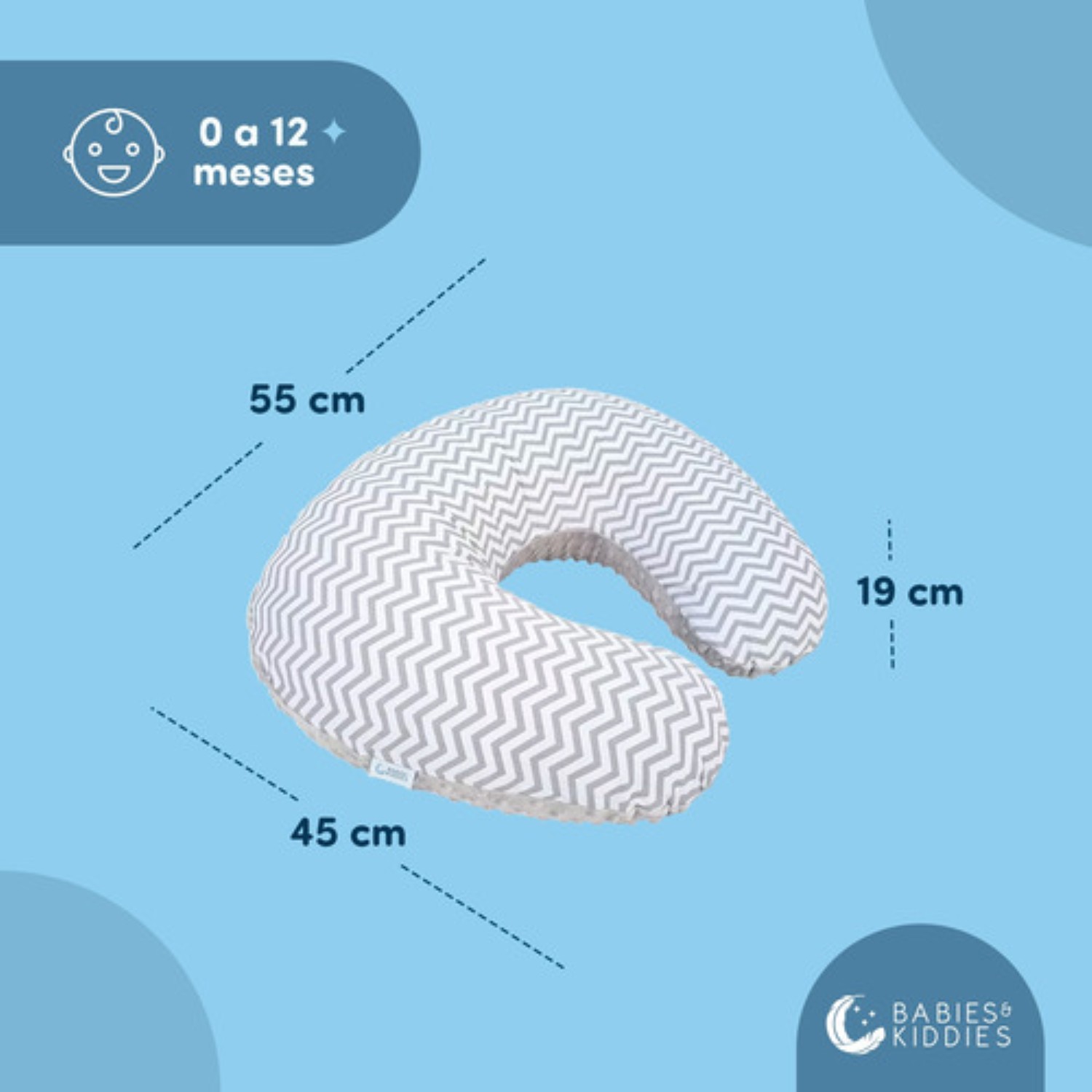 Cojín Lactancia (doble Vista) Almohada Amamantar Bebé Blanco con Gris 