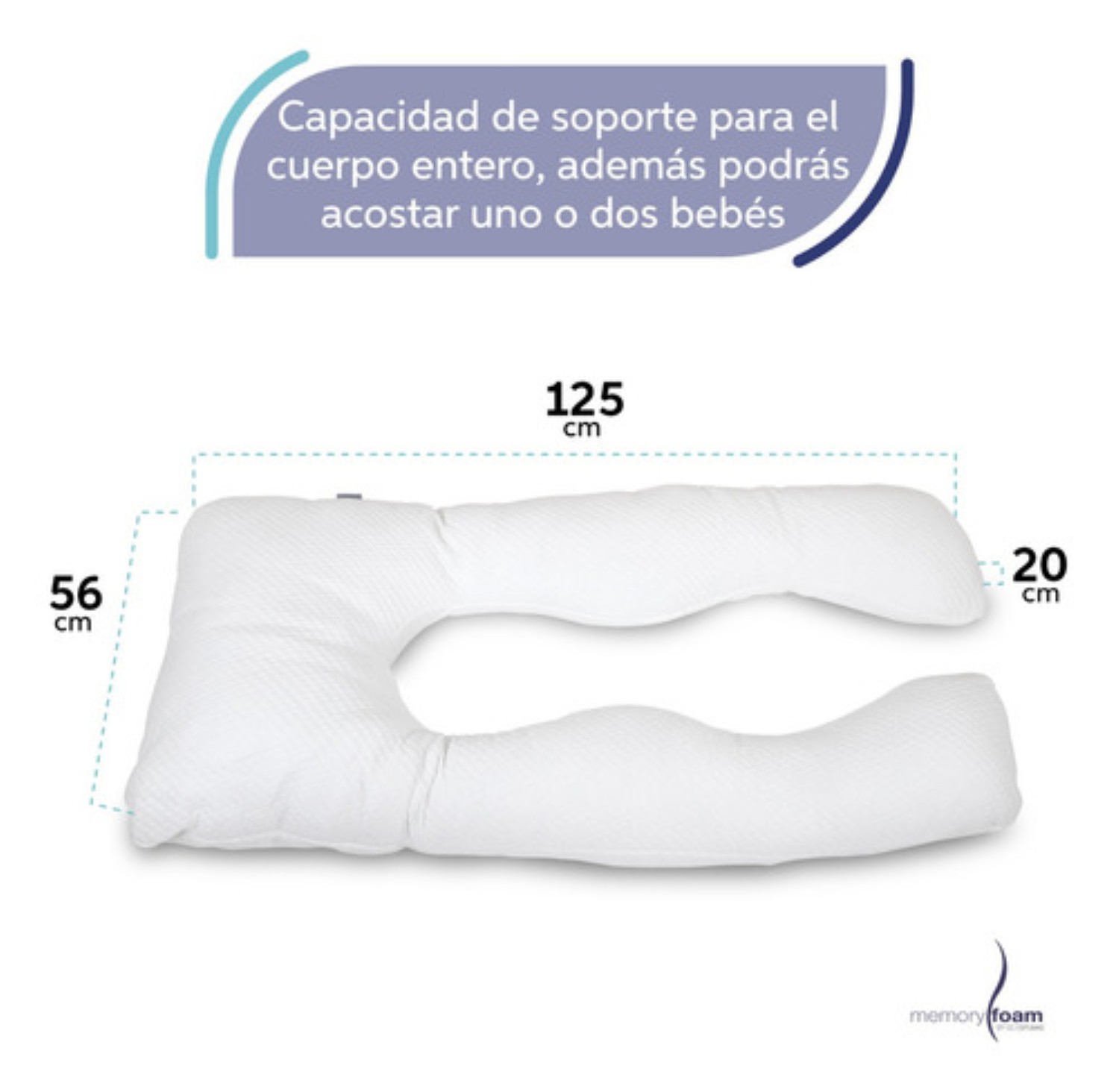 Almohada Para Embarazo Y Lactancia Tela Extra Suave Blanco