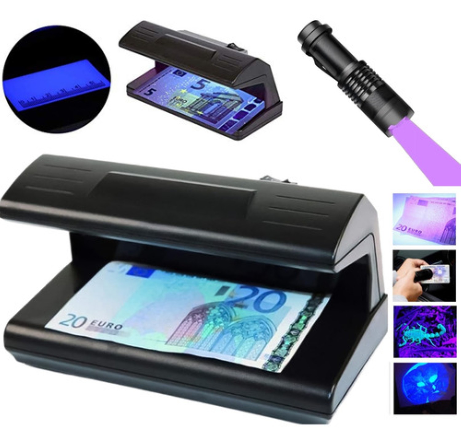 Detector De Billetes Falsos Con Luz Ultravioleta Negro