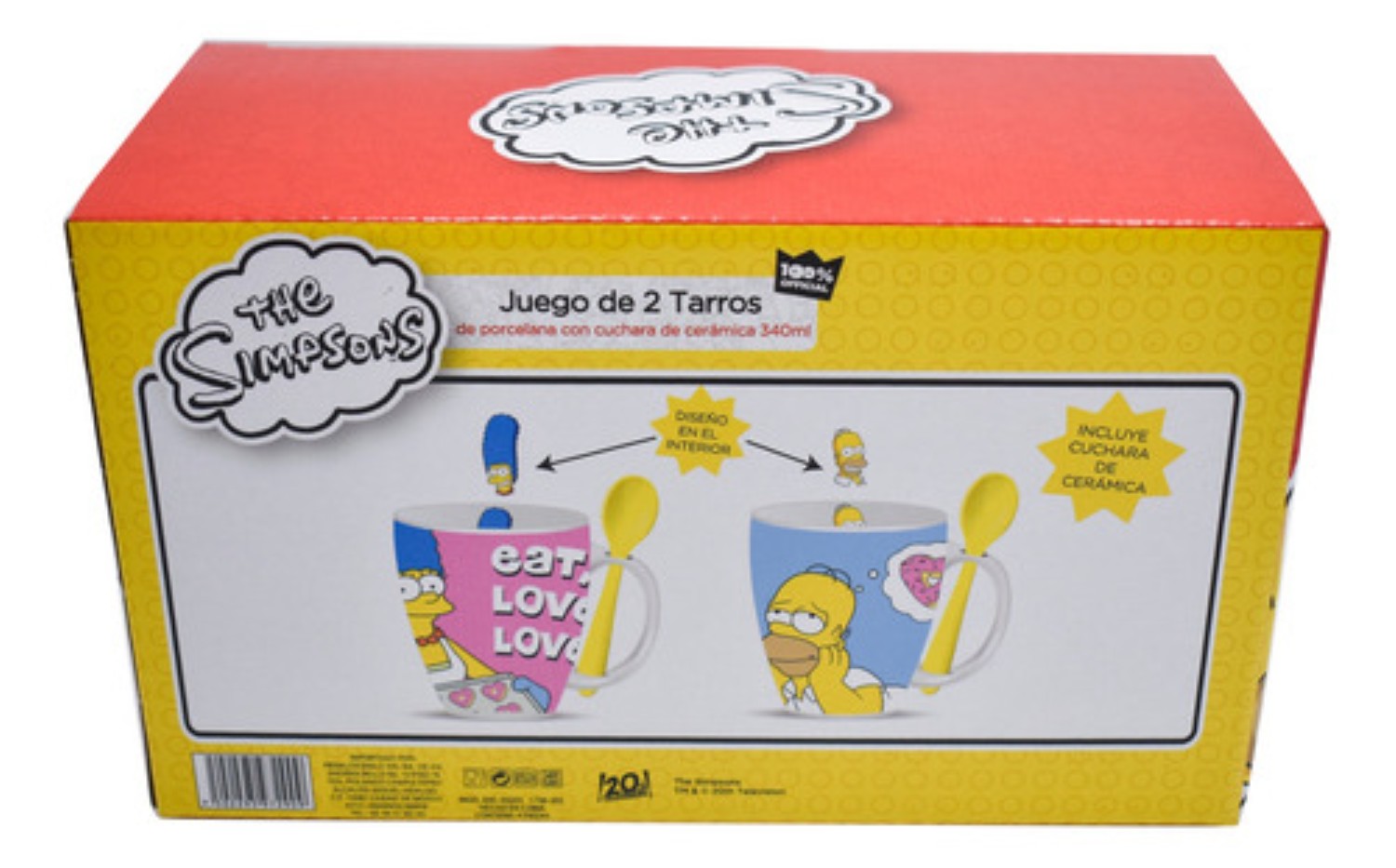 2 Tazas Cerámica Homero Marge Simpson Cuchara 310ml Original 