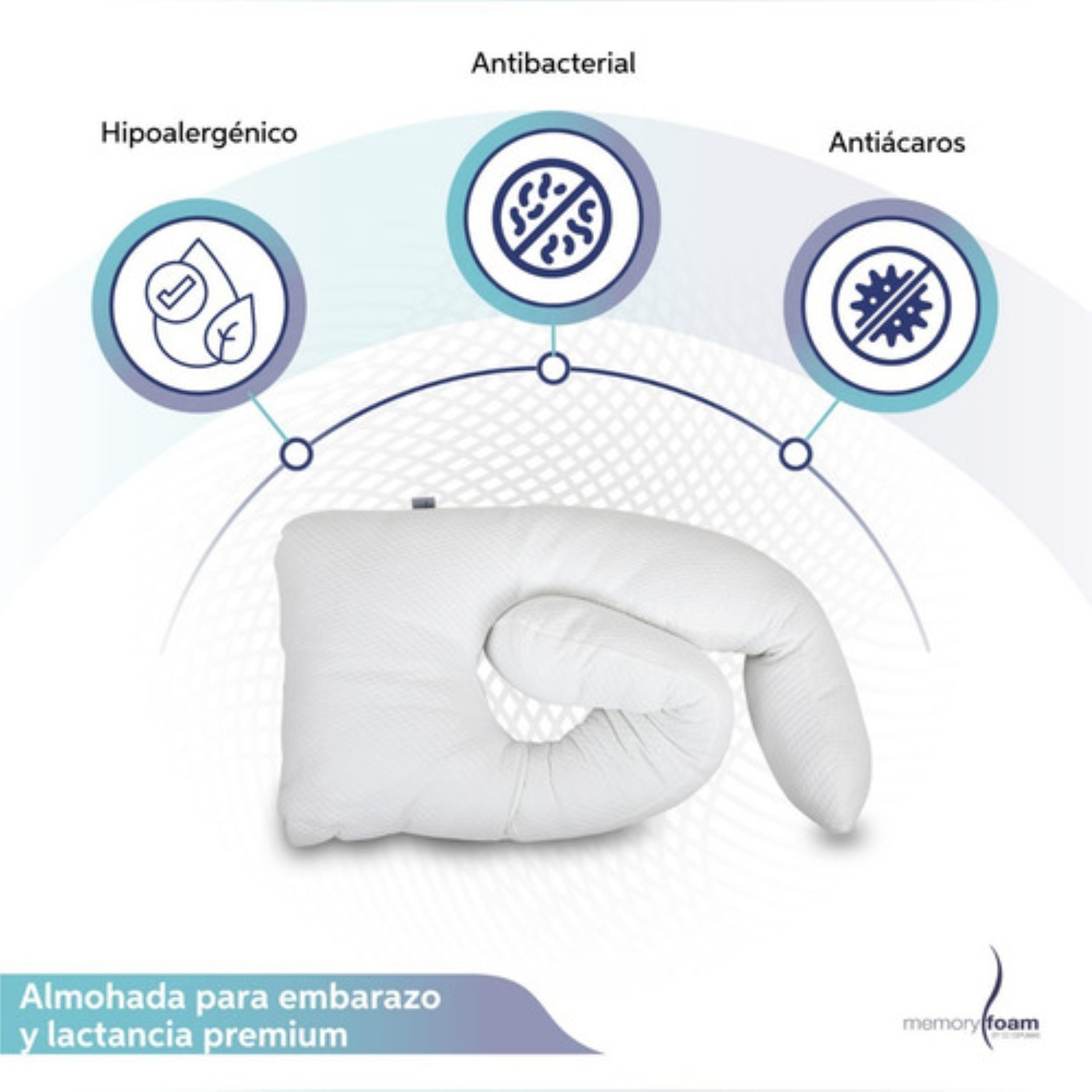 Almohada Para Embarazo Y Lactancia Tela Extra Suave Blanco