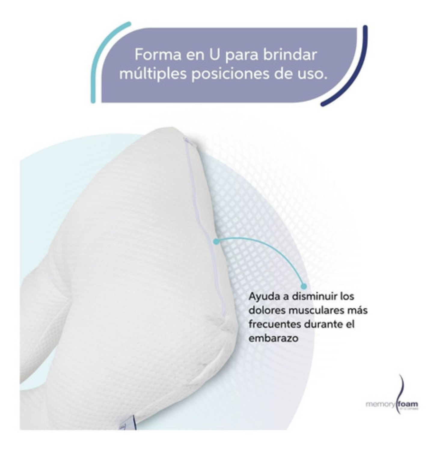 Almohada Para Embarazo Y Lactancia Tela Extra Suave Blanco