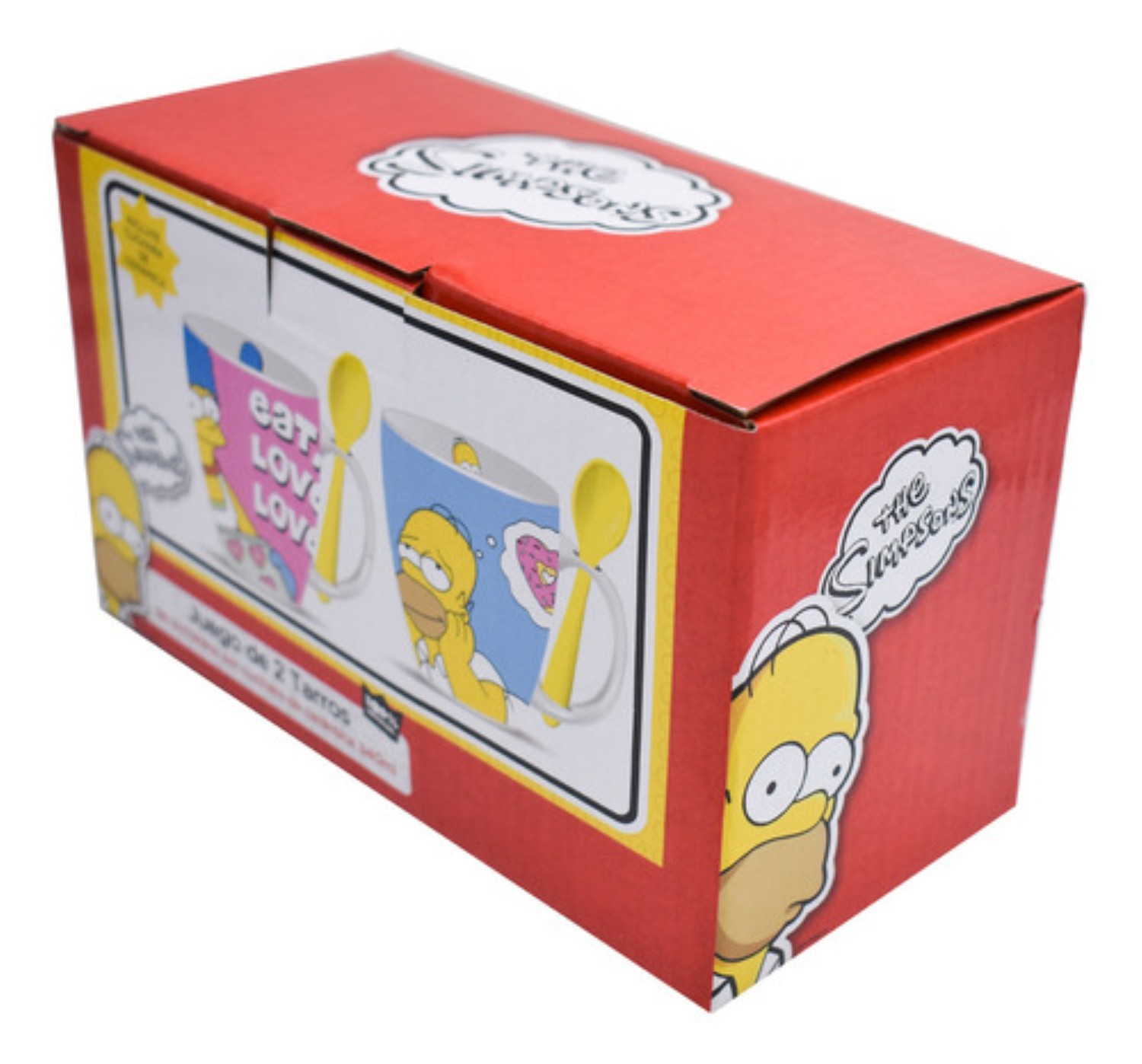 2 Tazas Cerámica Homero Marge Simpson Cuchara 310ml Original 