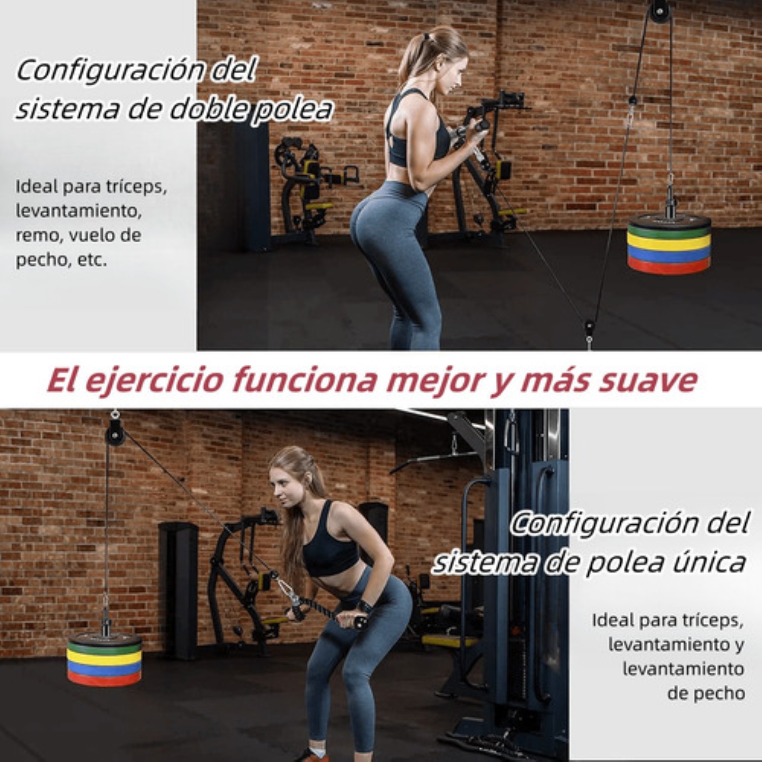 Set De Entrenamiento Gimnasio Polea Cable Brazo Negro