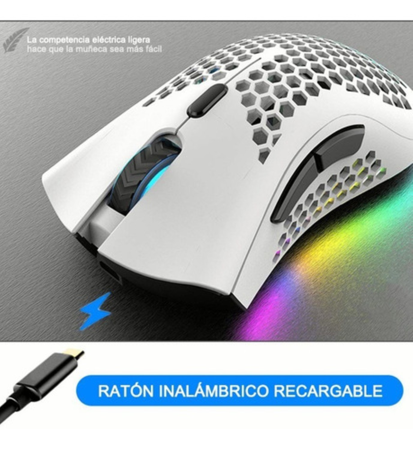 Mouse gamer recargable white Blanco