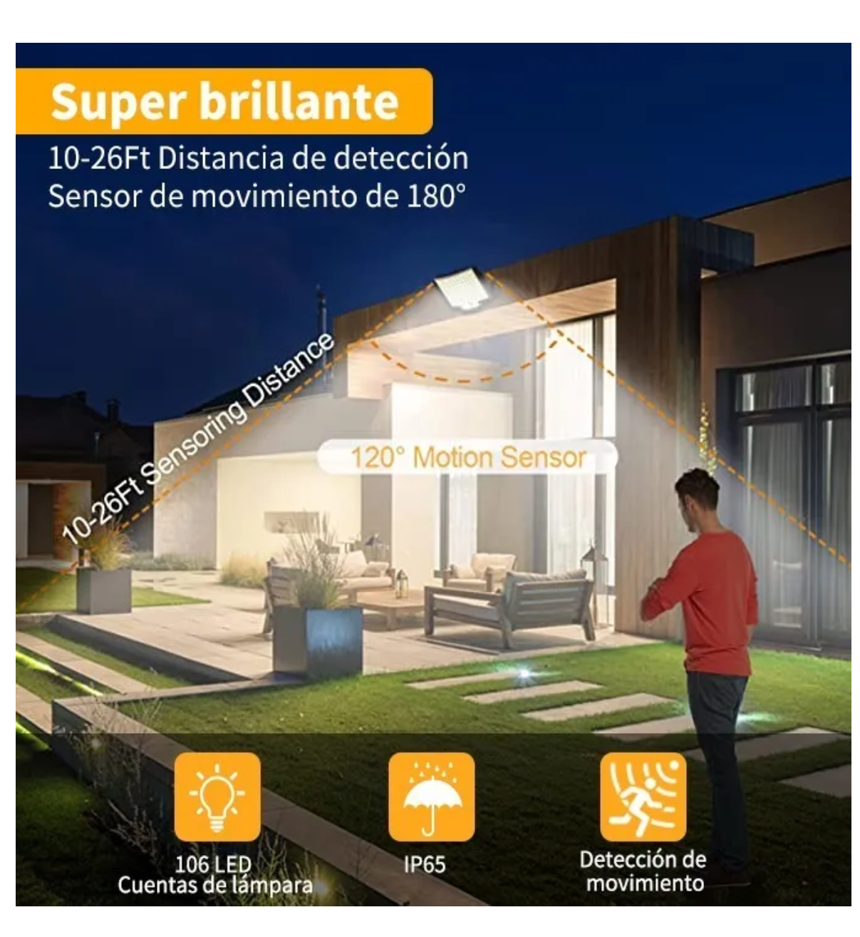 Lámpara Solar De Pared Exteriores Belug Sensor Luz 4 Modos Negro