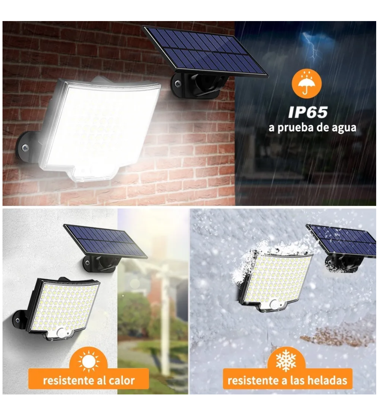 Lámpara Solar De Pared Exteriores Belug Sensor Luz 4 Modos Negro
