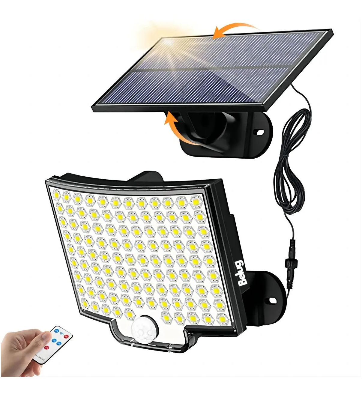 Lámpara Solar De Pared Exteriores Belug Sensor Luz 4 Modos Negro