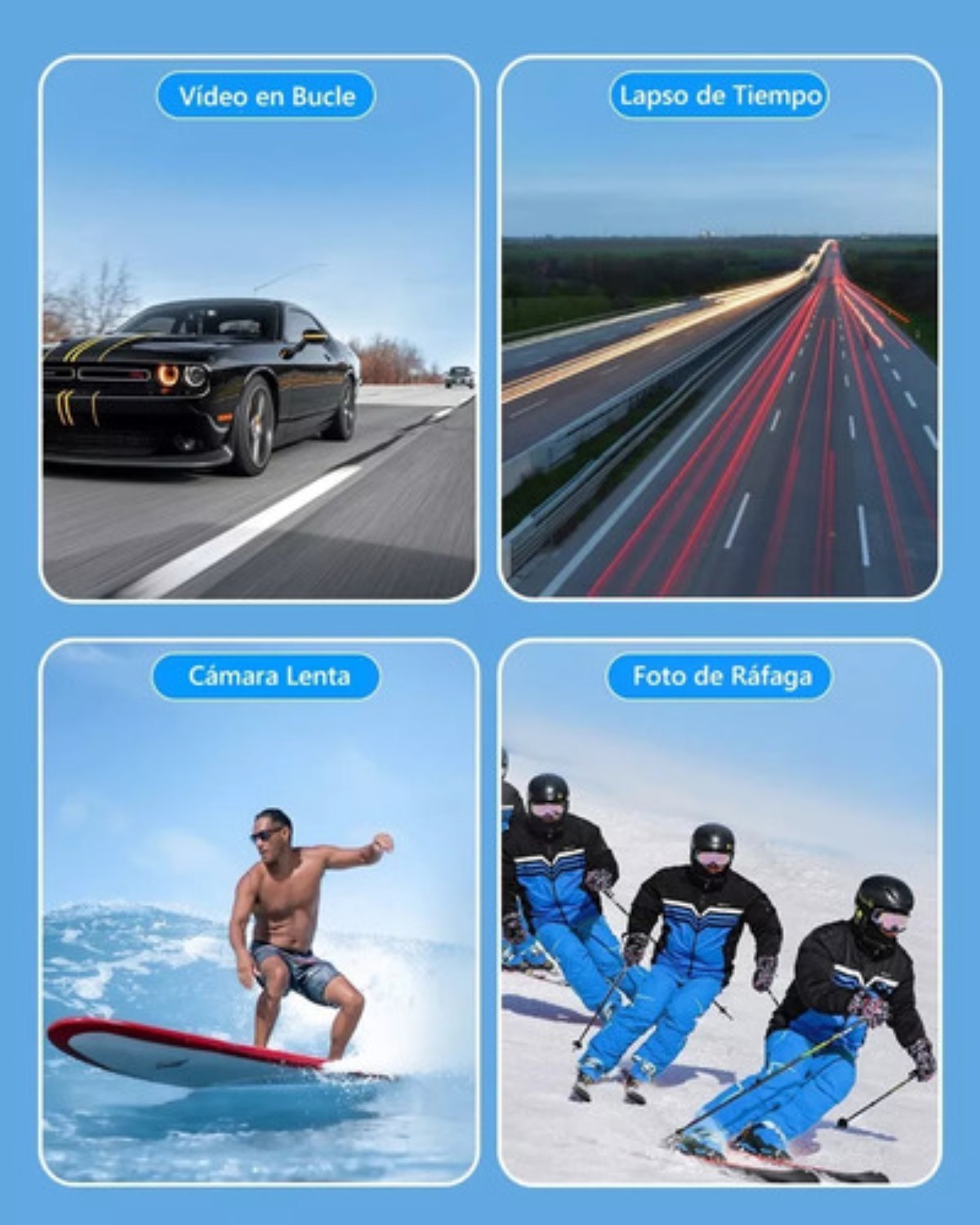 Cámara De Acción Deportiva Wifi 4k 20mp Con Micrófono Externo Negro