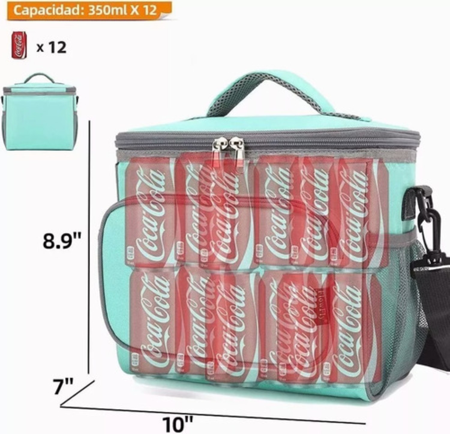 Bolsa De Almuerzo Térmica Gran Capacidad, Lonchera Azul Verde