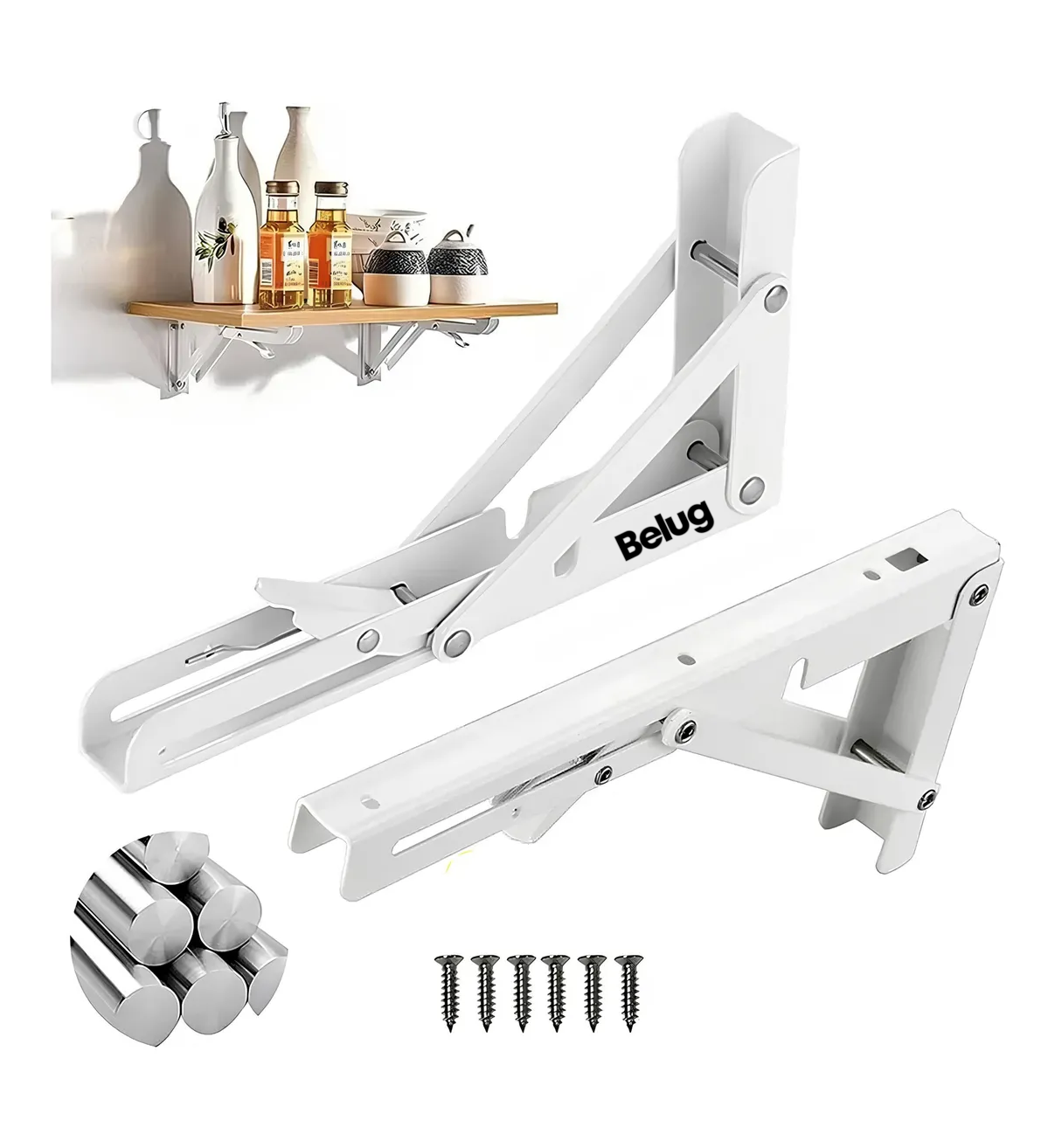 Soporte Ménsula Brazo P/repisa Belug Abatible Plegable Par Blanco