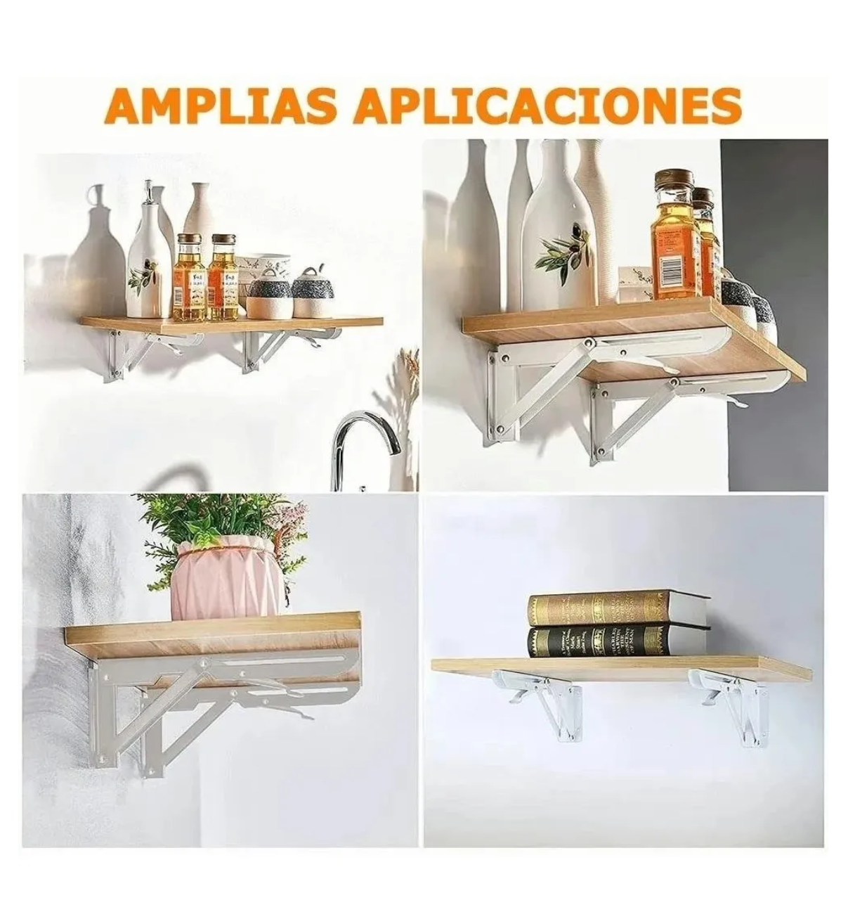 Soporte Ménsula Brazo P/repisa Belug Abatible Plegable Par Blanco