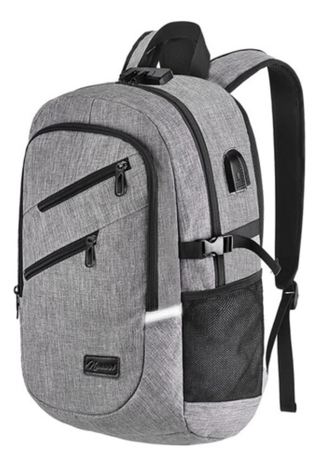 Mochila Antirrobo Superior Negocios Impermeable 35l  Gris Dos cierres