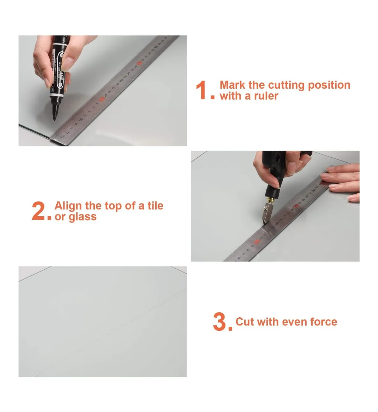 Cortadora De Azulejos, Vidrio Y Cerámica, Belug Con Desarmador Negro