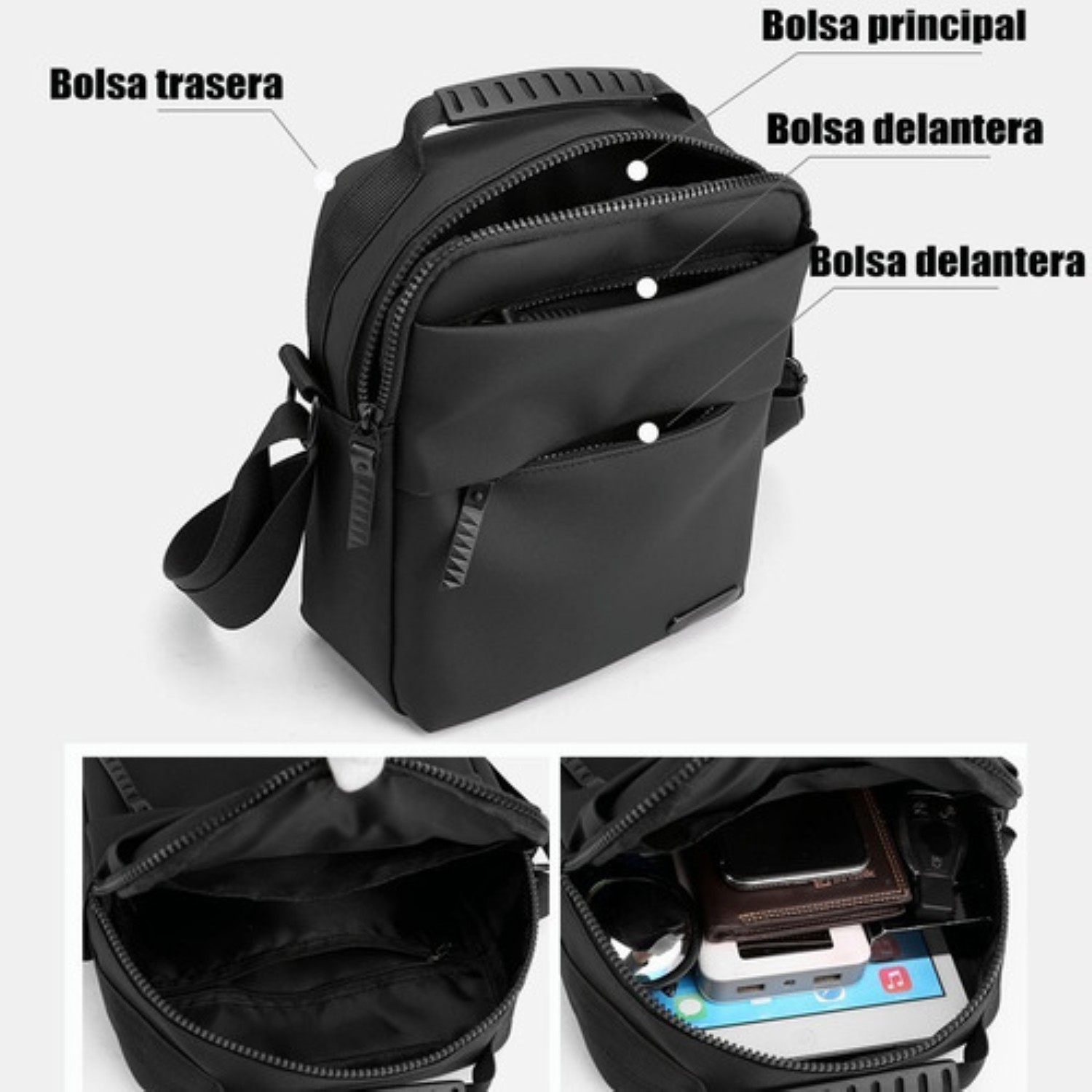 Bolso De Mensajero Bolso Casual Bolso De Hombro Para Hombre Gris